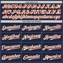 Load image into Gallery viewer, Custom Navy White-Orange Authentic Baseball Jersey
