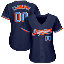 Load image into Gallery viewer, Custom Navy Powder Blue-Orange Authentic Baseball Jersey
