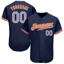 Load image into Gallery viewer, Custom Navy Powder Blue-Orange Authentic Baseball Jersey
