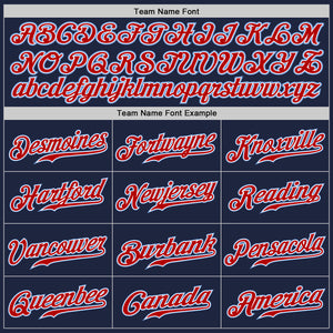 Custom Navy Light Blue-Red Authentic Baseball Jersey