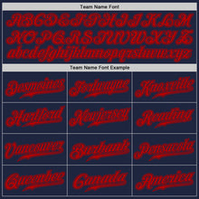 Load image into Gallery viewer, Custom Navy Red Authentic Baseball Jersey
