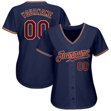 Load image into Gallery viewer, Custom Navy Crimson-City Cream Authentic Baseball Jersey

