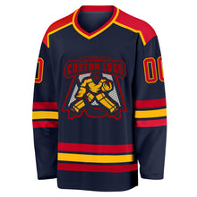 Load image into Gallery viewer, Custom Navy Red-Gold Hockey Jersey
