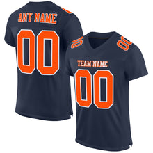 Load image into Gallery viewer, Custom Navy Orange-White Mesh Authentic Football Jersey
