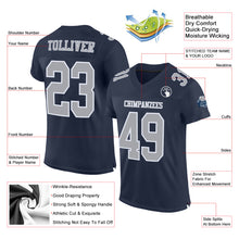 Load image into Gallery viewer, Custom Navy Gray-White Mesh Authentic Football Jersey
