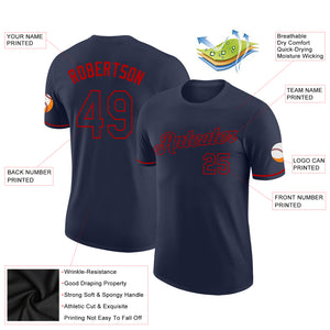 Custom Navy Navy-Red Performance T-Shirt