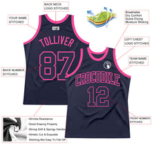 Загрузить изображение в средство просмотра галереи, Custom Navy Navy-Pink Authentic Throwback Basketball Jersey
