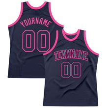 Загрузить изображение в средство просмотра галереи, Custom Navy Navy-Pink Authentic Throwback Basketball Jersey

