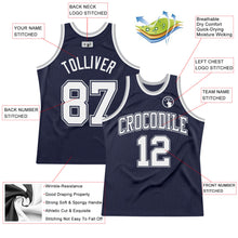 Загрузить изображение в средство просмотра галереи, Custom Navy White Navy-Gray Authentic Throwback Basketball Jersey
