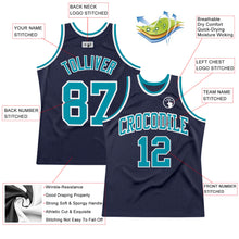 Загрузить изображение в средство просмотра галереи, Custom Navy Teal-White Authentic Throwback Basketball Jersey
