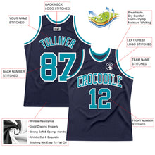 Load image into Gallery viewer, Custom Navy Teal-White Authentic Throwback Basketball Jersey
