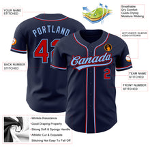 Load image into Gallery viewer, Custom Navy Red-Light Blue Authentic Baseball Jersey
