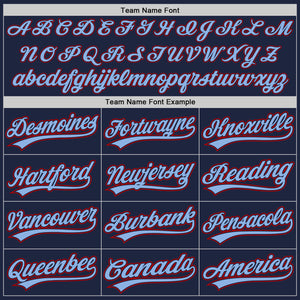 Custom Navy Red-Light Blue Authentic Baseball Jersey