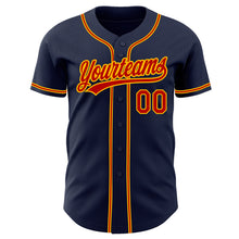 Load image into Gallery viewer, Custom Navy Red-Gold Authentic Baseball Jersey
