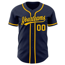 Load image into Gallery viewer, Custom Navy Gold Authentic Baseball Jersey
