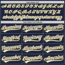 Load image into Gallery viewer, Custom Navy White-Gold Authentic Baseball Jersey
