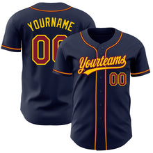 Laden Sie das Bild in den Galerie-Viewer, Custom Navy Crimson-Gold Authentic Baseball Jersey
