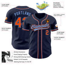 Load image into Gallery viewer, Custom Navy Orange-Powder Blue Authentic Baseball Jersey
