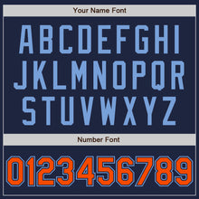 Load image into Gallery viewer, Custom Navy Orange-Powder Blue Authentic Baseball Jersey
