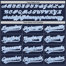 Load image into Gallery viewer, Custom Navy Light Blue-White Authentic Baseball Jersey
