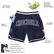 Load image into Gallery viewer, Custom Navy Navy-White Authentic Throwback Basketball Shorts
