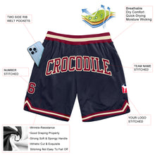 Laden Sie das Bild in den Galerie-Viewer, Custom Navy Maroon-Cream Authentic Throwback Basketball Shorts
