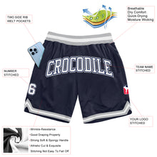 Load image into Gallery viewer, Custom Navy White-Gray Authentic Throwback Basketball Shorts
