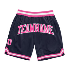Laden Sie das Bild in den Galerie-Viewer, Custom Navy Pink-White Authentic Throwback Basketball Shorts
