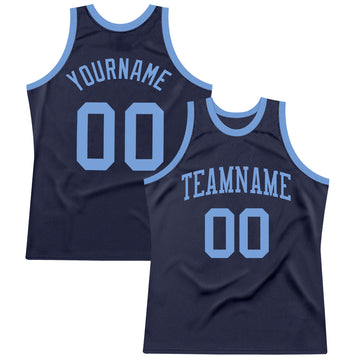 Custom Navy Light Blue Authentic Throwback Basketball Jersey