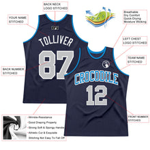 Загрузить изображение в средство просмотра галереи, Custom Navy Gray-Blue Authentic Throwback Basketball Jersey
