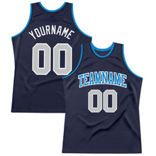 Laden Sie das Bild in den Galerie-Viewer, Custom Navy Gray-Blue Authentic Throwback Basketball Jersey
