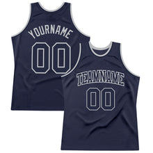 Загрузить изображение в средство просмотра галереи, Custom Navy Navy-Gray Authentic Throwback Basketball Jersey
