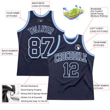 Laden Sie das Bild in den Galerie-Viewer, Custom Navy Navy-Light Blue Authentic Throwback Basketball Jersey
