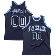 Загрузить изображение в средство просмотра галереи, Custom Navy Navy-Light Blue Authentic Throwback Basketball Jersey
