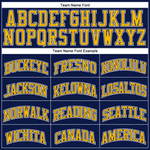 Загрузить изображение в средство просмотра галереи, Custom Navy White Pinstripe Gold Authentic Basketball Jersey
