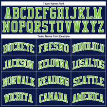 Загрузить изображение в средство просмотра галереи, Custom Navy White Pinstripe Neon Green Authentic Basketball Jersey
