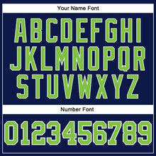 Загрузить изображение в средство просмотра галереи, Custom Navy White Pinstripe Neon Green Authentic Basketball Jersey
