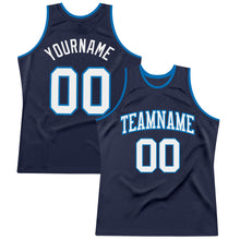 Загрузить изображение в средство просмотра галереи, Custom Navy White-Blue Authentic Throwback Basketball Jersey
