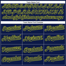Load image into Gallery viewer, Custom Navy Neon Yellow Authentic Baseball Jersey
