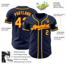 Load image into Gallery viewer, Custom Navy Yellow-Orange Authentic Baseball Jersey
