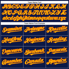 Load image into Gallery viewer, Custom Navy Yellow-Orange Authentic Baseball Jersey
