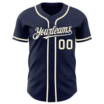 Custom Navy Cream Authentic Baseball Jersey