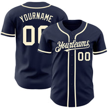 Load image into Gallery viewer, Custom Navy Cream Authentic Baseball Jersey
