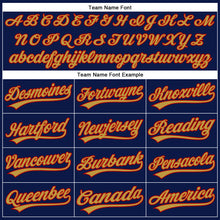 Load image into Gallery viewer, Custom Navy Red Pinstripe Old Gold Authentic Baseball Jersey
