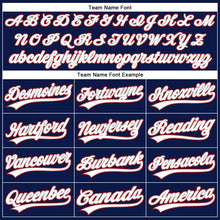 Load image into Gallery viewer, Custom Navy Red Pinstripe White-Gray Authentic Baseball Jersey
