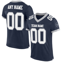 Load image into Gallery viewer, Custom Navy White-Gray Mesh Authentic Football Jersey
