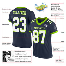 Laden Sie das Bild in den Galerie-Viewer, Custom Navy White-Neon Green Mesh Authentic Football Jersey
