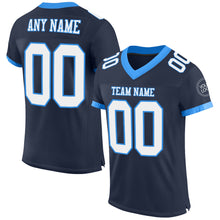 Load image into Gallery viewer, Custom Navy White-Electric Blue Mesh Authentic Football Jersey
