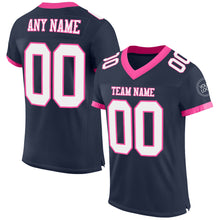 Laden Sie das Bild in den Galerie-Viewer, Custom Navy White-Pink Mesh Authentic Football Jersey
