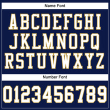 Load image into Gallery viewer, Custom Navy White-Old Gold Mesh Authentic Football Jersey
